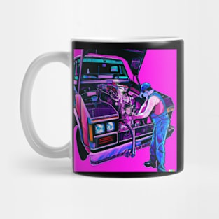 Truck Mechanic Synthwave 80's Digital Art Mug
